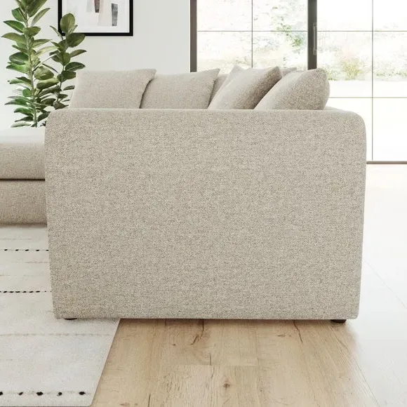 Corner Chaise Sofa with Roll Arms - Natural, Fabric