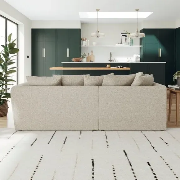 Corner Chaise Sofa with Roll Arms - Natural, Fabric