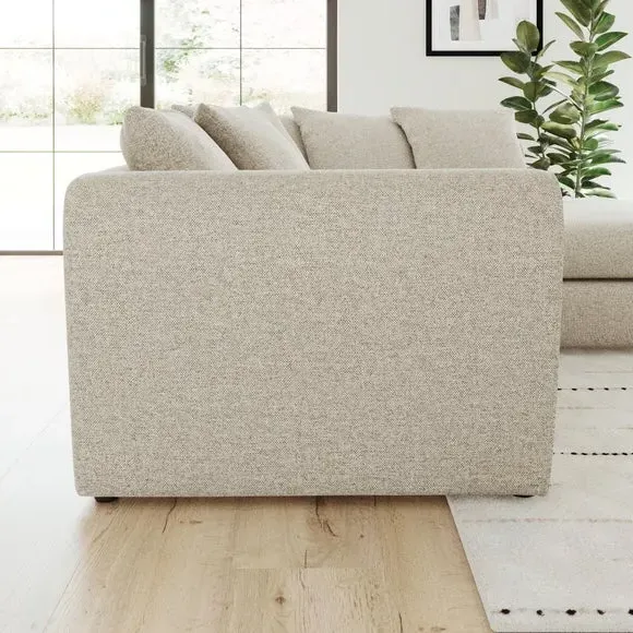 Corner Chaise Sofa with Roll Arms - Natural, Fabric