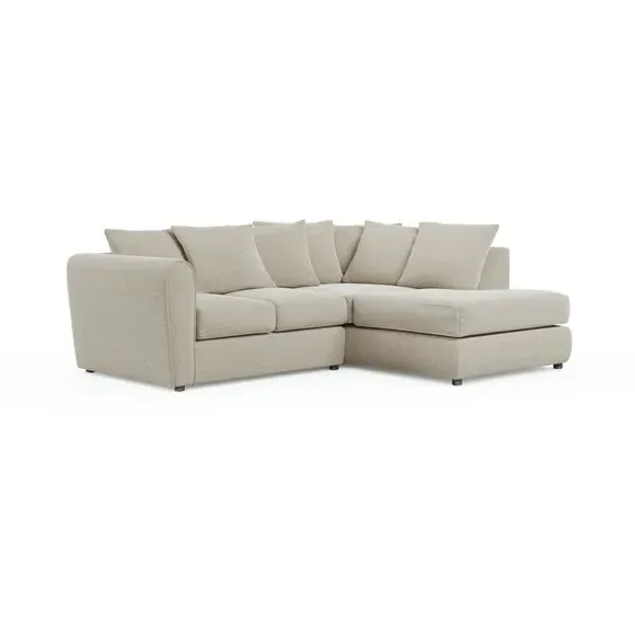Corner Chaise Sofa with Roll Arms - Natural, Fabric