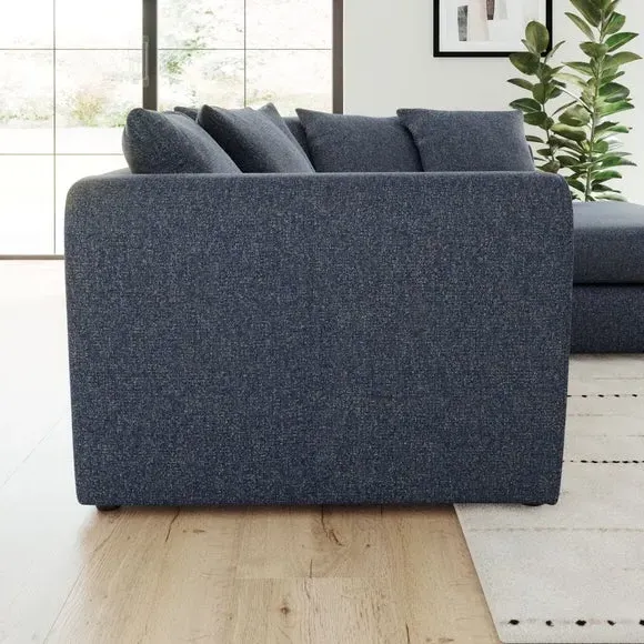 Corner Chaise Sofa with Roll Arms - Navy, Fabric