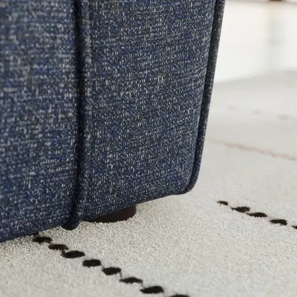 Corner Chaise Sofa with Roll Arms - Navy, Fabric