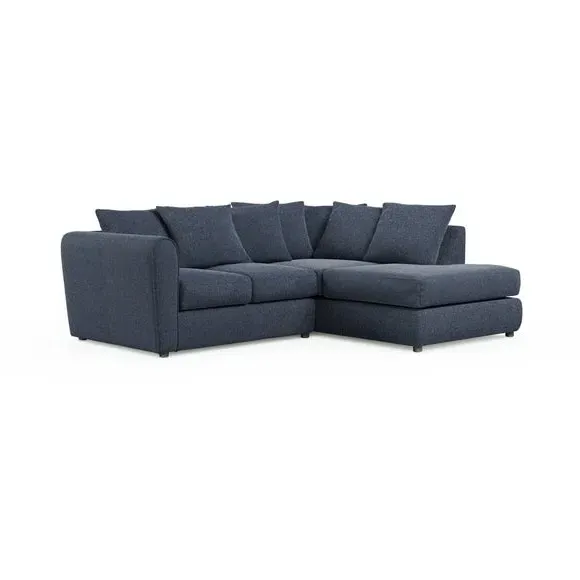Corner Chaise Sofa with Roll Arms - Navy, Fabric