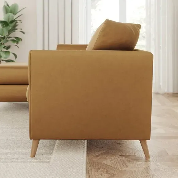 Corner Chaise Sofa with Scatter Back - Caramel