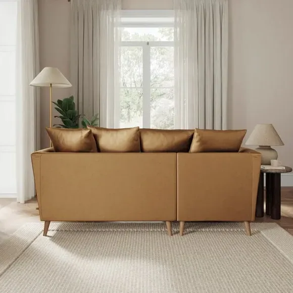 Corner Chaise Sofa with Scatter Back - Caramel