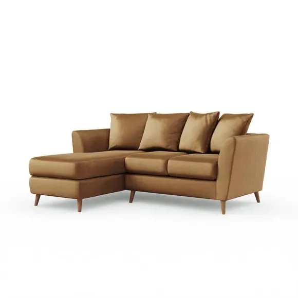 Corner Chaise Sofa with Scatter Back - Caramel