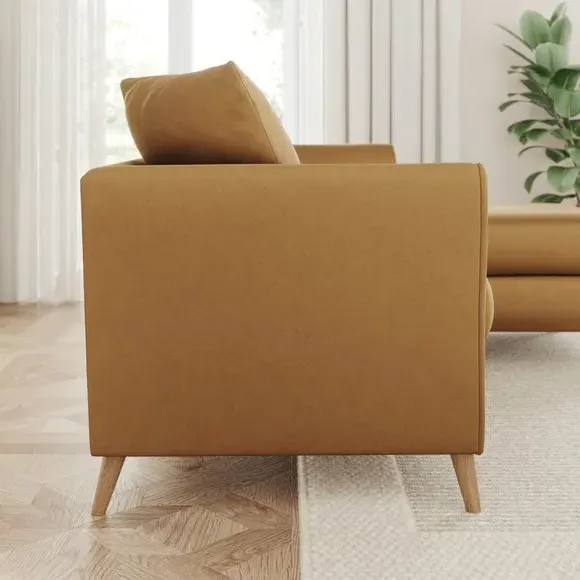 Corner Chaise Sofa with Scatter Back - Caramel