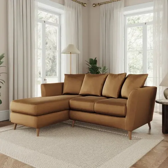 Corner Chaise Sofa with Scatter Back - Caramel image