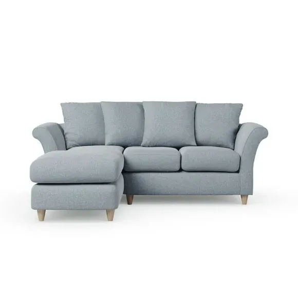 Corner Chaise Sofa with Scatter Back - Denim, Fabric