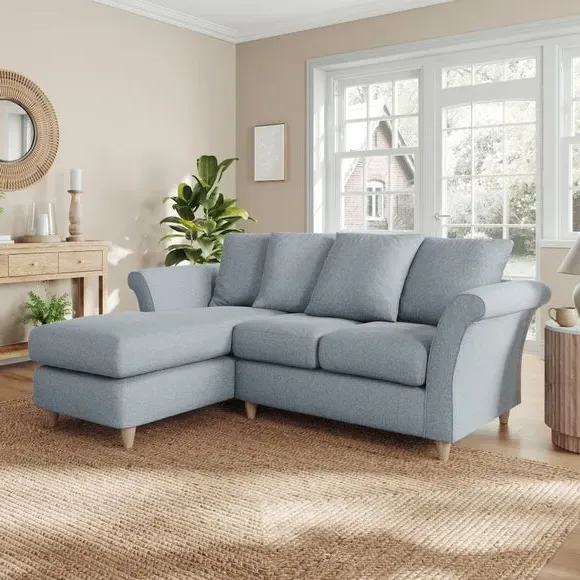 Corner Chaise Sofa with Scatter Back - Denim, Fabric