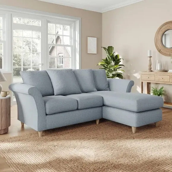 Corner Chaise Sofa with Scatter Back - Denim, Fabric image