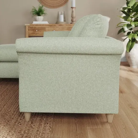 Corner Chaise Sofa with Scatter Back - Green, Fabric