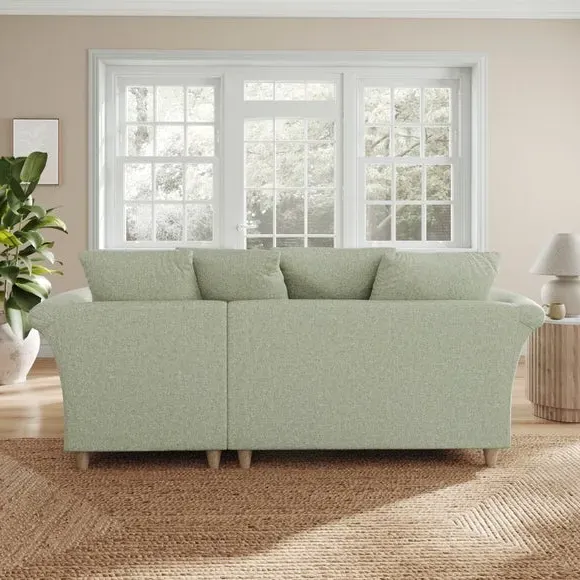 Corner Chaise Sofa with Scatter Back - Green, Fabric