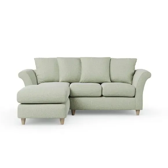Corner Chaise Sofa with Scatter Back - Green, Fabric