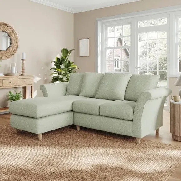 Corner Chaise Sofa with Scatter Back - Green, Fabric