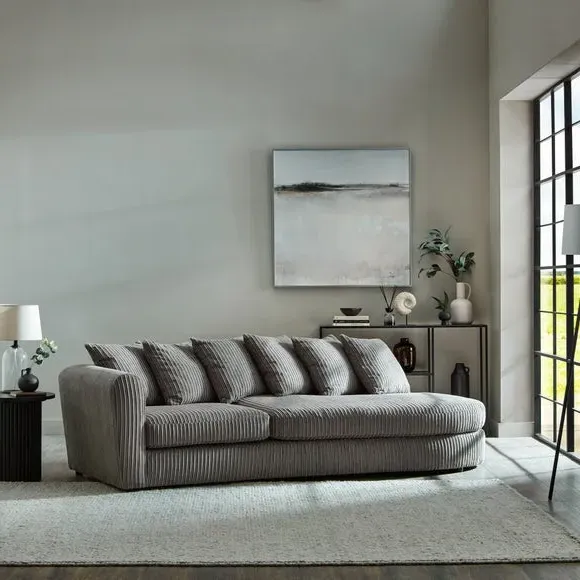 Corner Chaise Sofa with Scatter Back - Grey, Cord