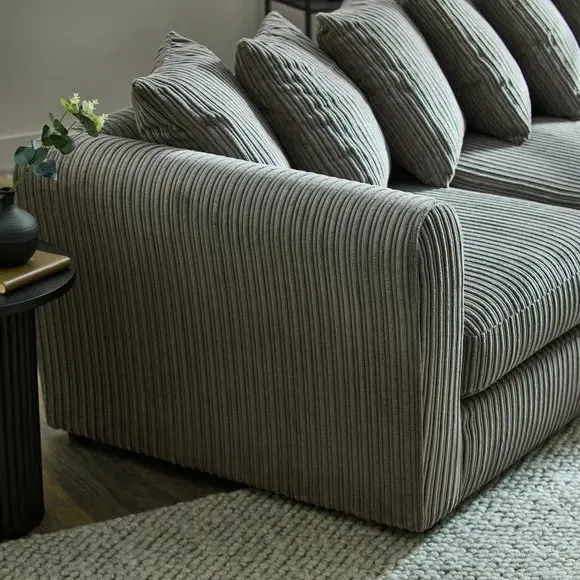 Corner Chaise Sofa with Scatter Back - Grey, Cord