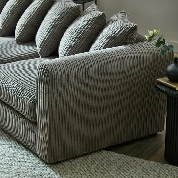 Corner Chaise Sofa with Scatter Back - Grey, Cord