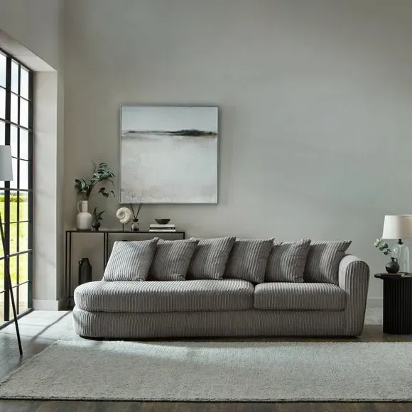 Corner Chaise Sofa with Scatter Back - Grey, Cord