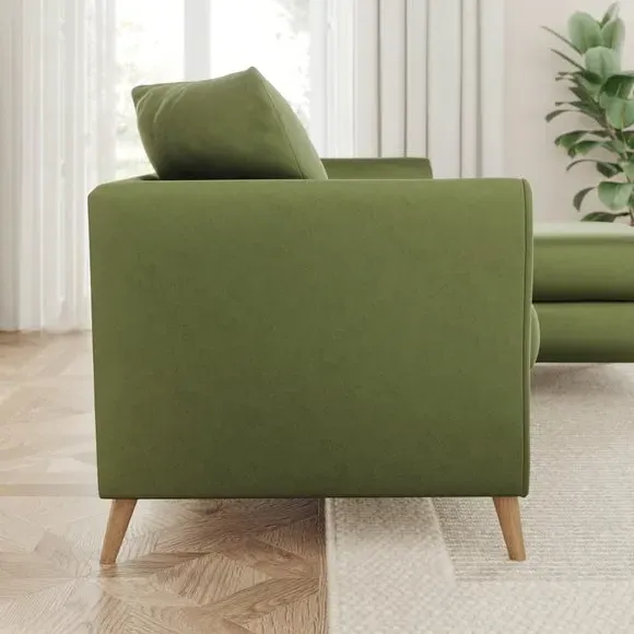 Corner Chaise Sofa with Scatter Back - Light Olive
