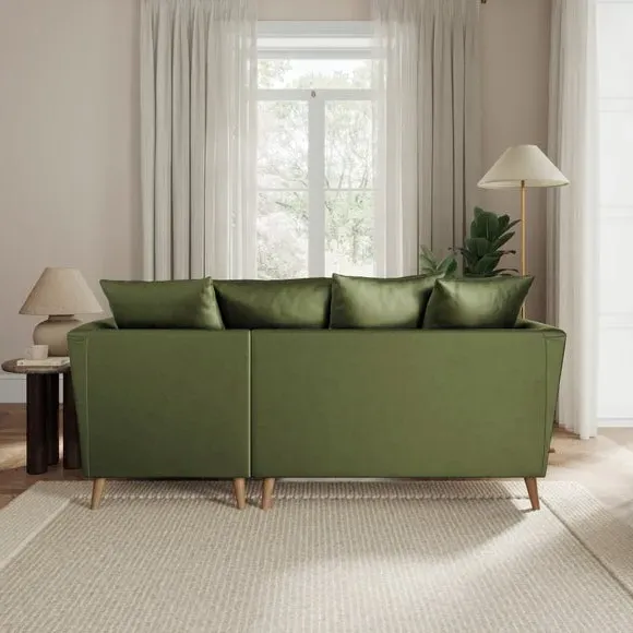 Corner Chaise Sofa with Scatter Back - Light Olive