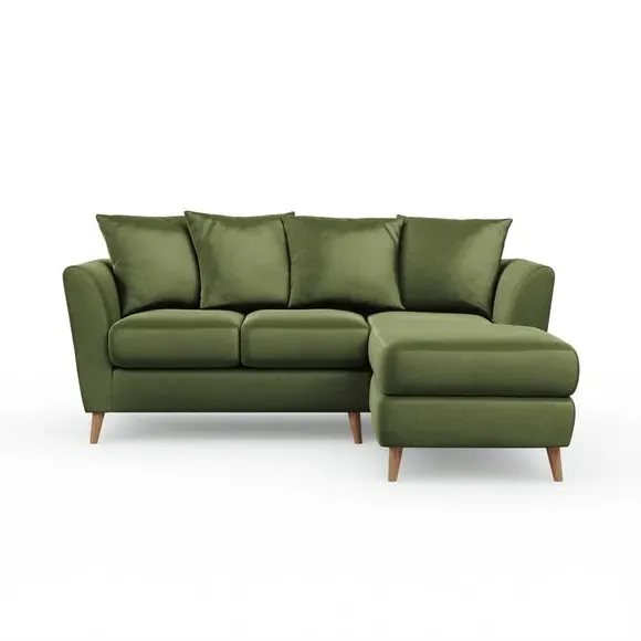 Corner Chaise Sofa with Scatter Back - Light Olive