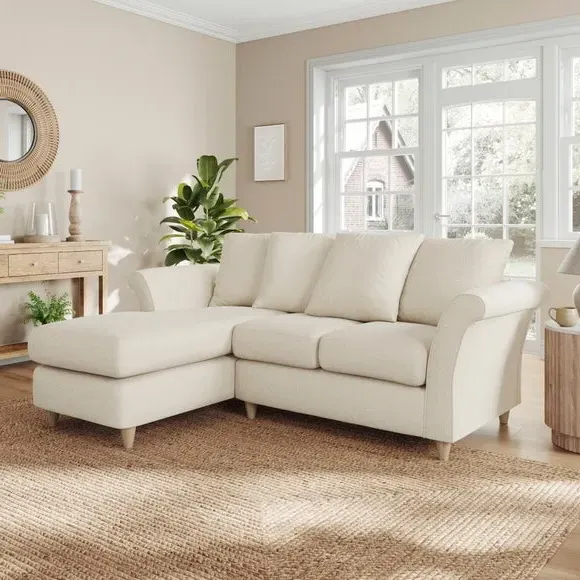 Corner Chaise Sofa with Scatter Back - Natural, Fabric