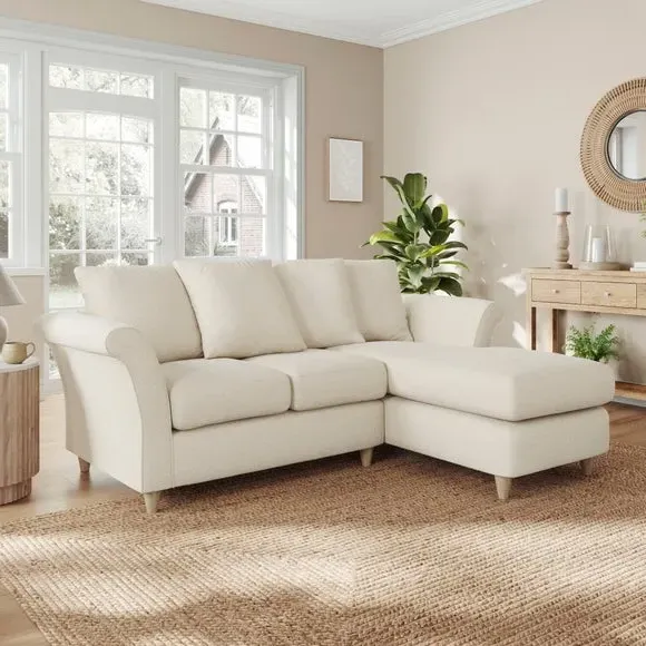 Corner Chaise Sofa with Scatter Back - Natural, Fabric