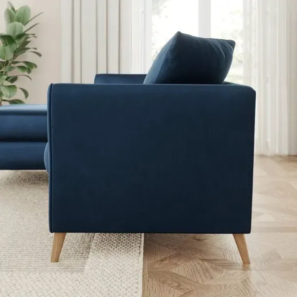 Corner Chaise Sofa with Scatter Back - Navy, Velvet