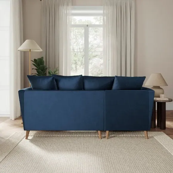 Corner Chaise Sofa with Scatter Back - Navy, Velvet