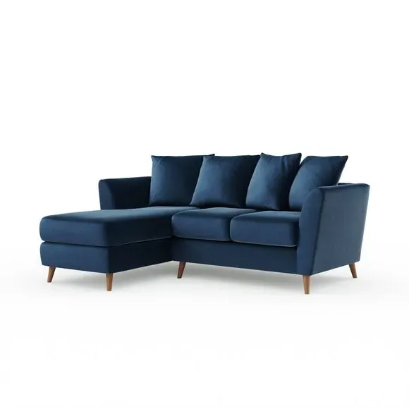 Corner Chaise Sofa with Scatter Back - Navy, Velvet