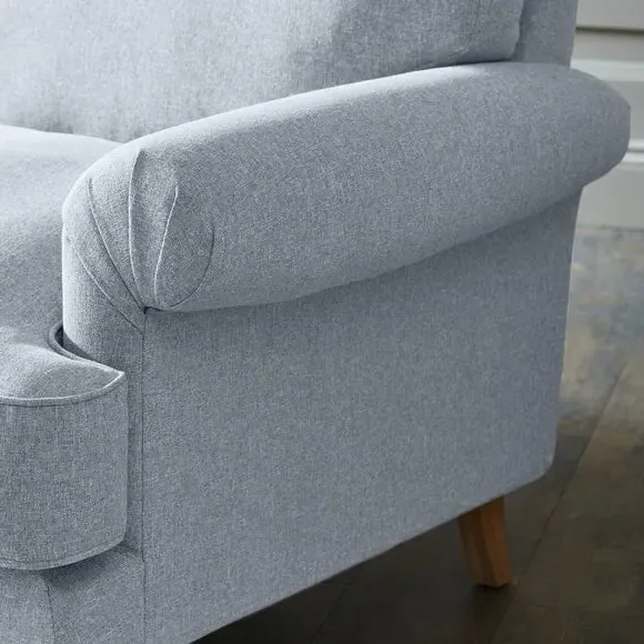 Corner Chaise Sofa with Scroll Arms - Blue, Fabric