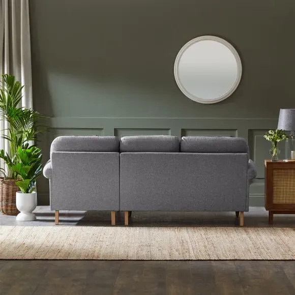 Corner Chaise Sofa with Scroll Arms - Grey, Fabric
