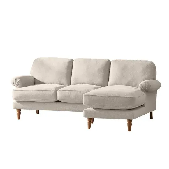 Corner Chaise Sofa with Scroll Arms - Natural, Fabric