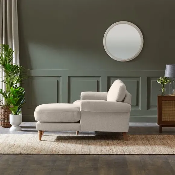 Corner Chaise Sofa with Scroll Arms - Natural, Fabric