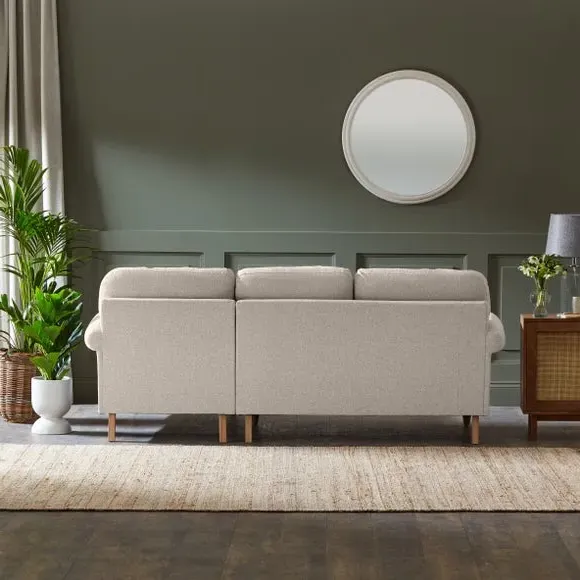 Corner Chaise Sofa with Scroll Arms - Natural, Fabric