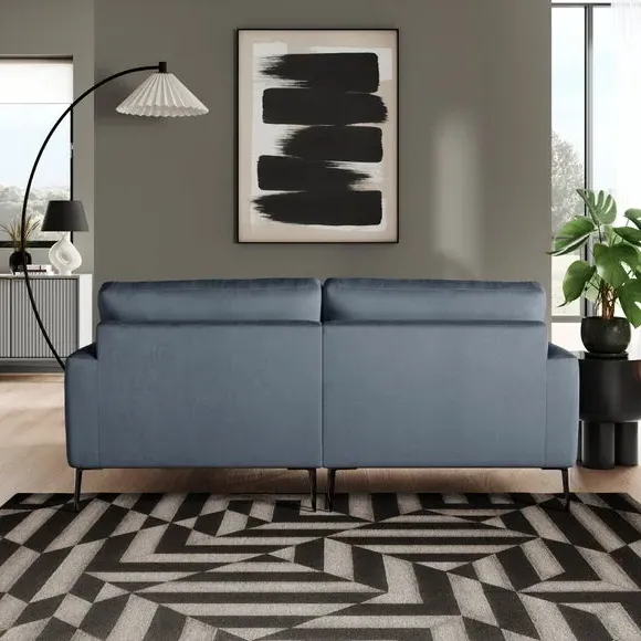 Corner Chaise Sofa with Square Arms - Denim, Velvet