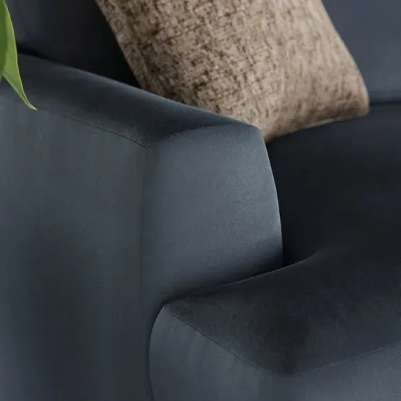 Corner Chaise Sofa with Square Arms - Denim, Velvet