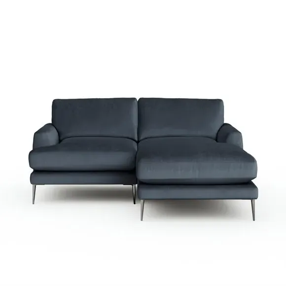 Corner Chaise Sofa with Square Arms - Denim, Velvet