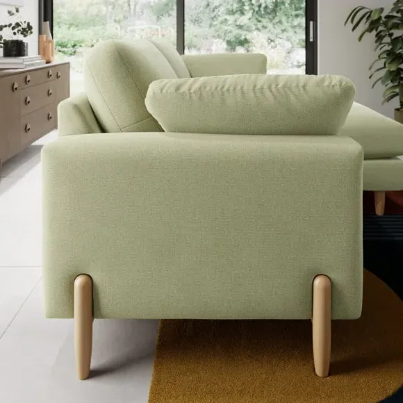 Corner Chaise Sofa with Square Arms - Green