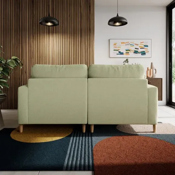 Corner Chaise Sofa with Square Arms - Green