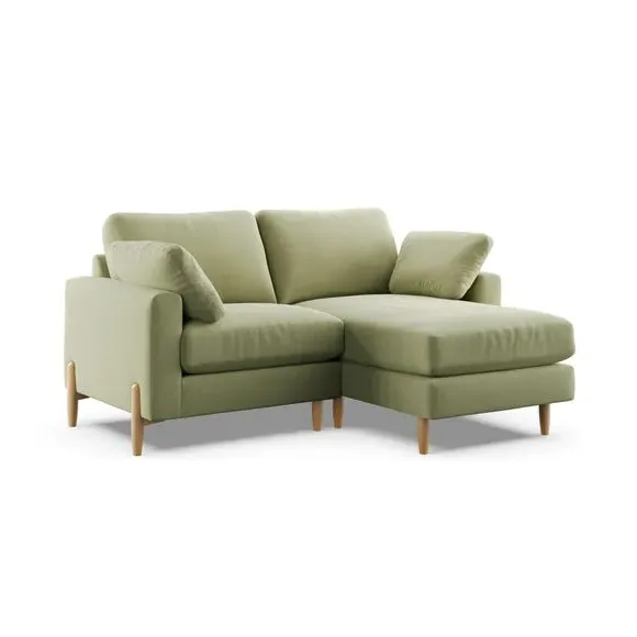 Corner Chaise Sofa with Square Arms - Green