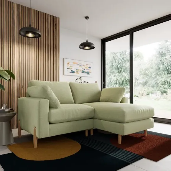 Corner Chaise Sofa with Square Arms - Green image