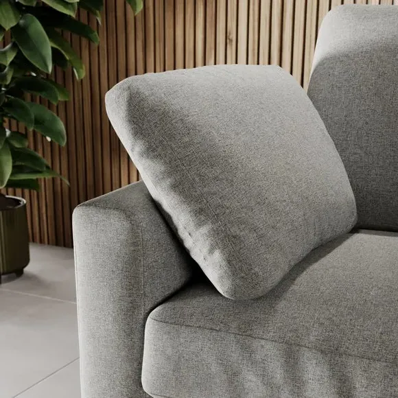 Corner Chaise Sofa with Square Arms - Grey, Fabric