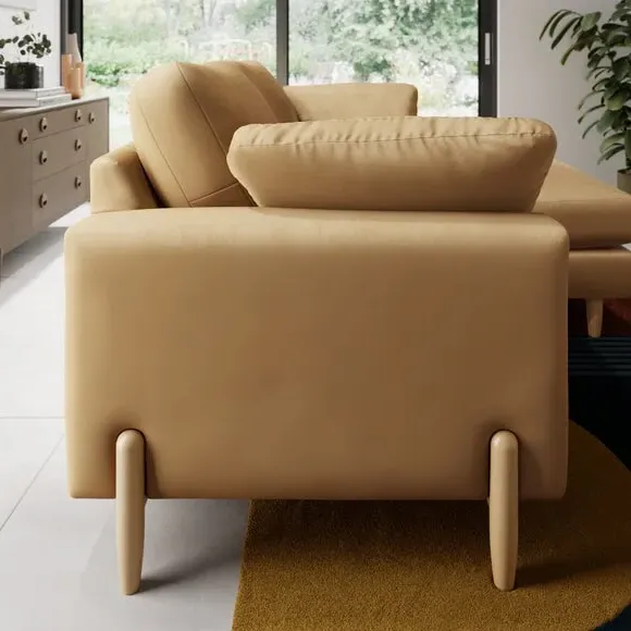 Corner Chaise Sofa with Square Arms - Honey, Velvet