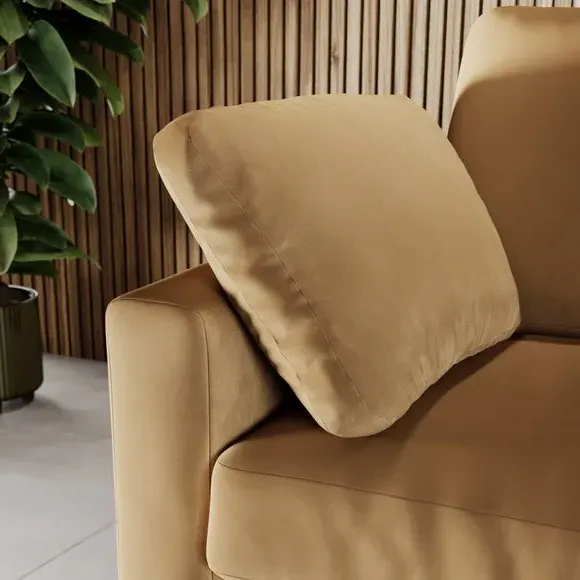 Corner Chaise Sofa with Square Arms - Honey, Velvet