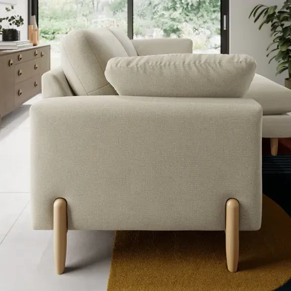 Corner Chaise Sofa with Square Arms - Natural