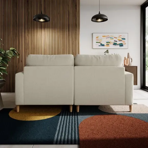 Corner Chaise Sofa with Square Arms - Natural