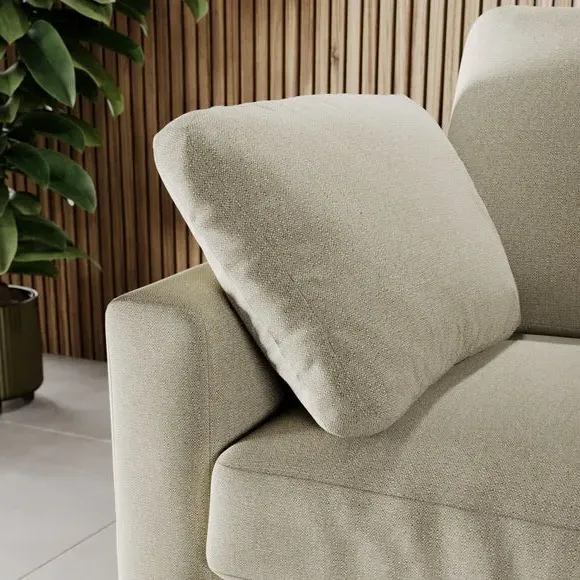 Corner Chaise Sofa with Square Arms - Natural