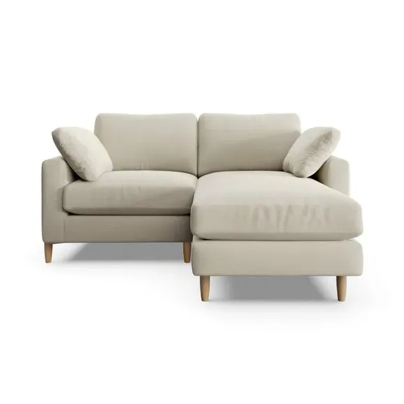 Corner Chaise Sofa with Square Arms - Natural